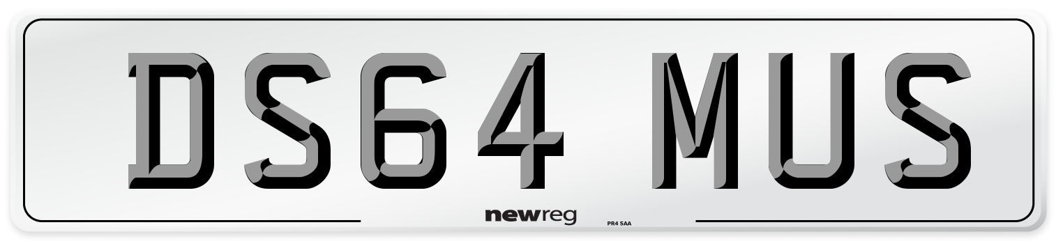 DS64 MUS Number Plate from New Reg